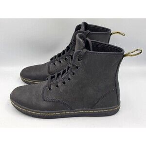 Dr. Doc Martens Shoreditch Women Size 8 Flat Black Leather Lace-up Combat Boots